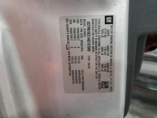 2010 GMC Sierra K1500 Sle VIN: 3GTRKVE31AG197968 Lot: 60200954