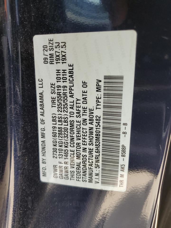 5FNRL6H83MB015482 2021 Honda Odyssey Touring