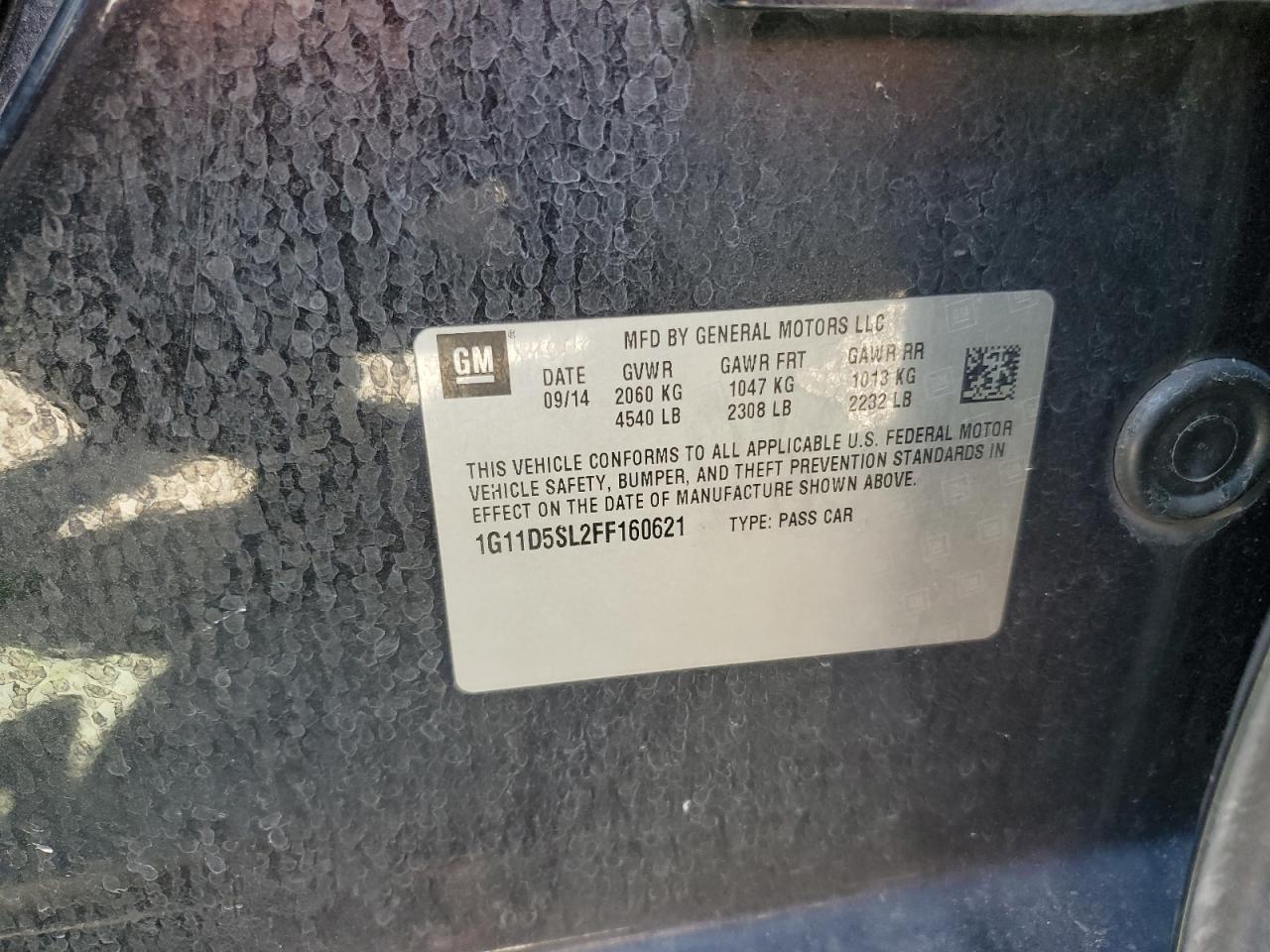 1G11D5SL2FF160621 2015 Chevrolet Malibu 2Lt