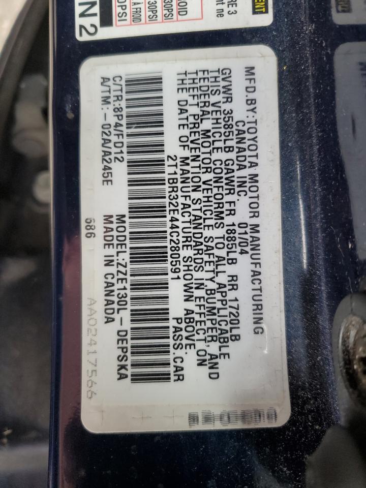 2T1BR32E44C280591 2004 Toyota Corolla Ce