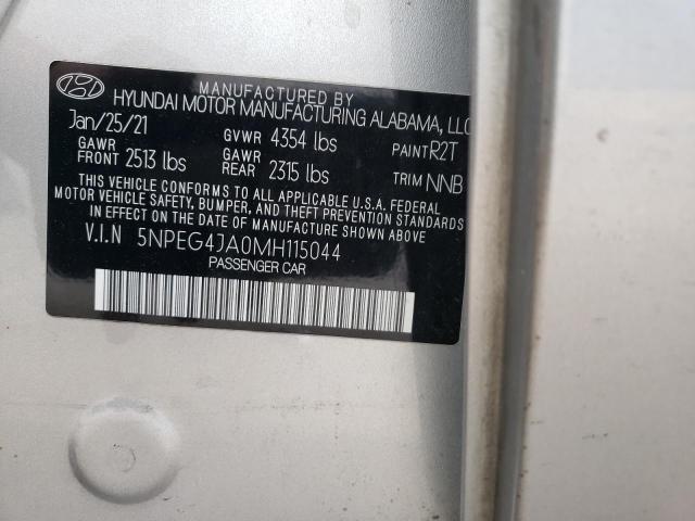 2021 Hyundai Sonata Se VIN: 5NPEG4JA0MH115044 Lot: 58414834