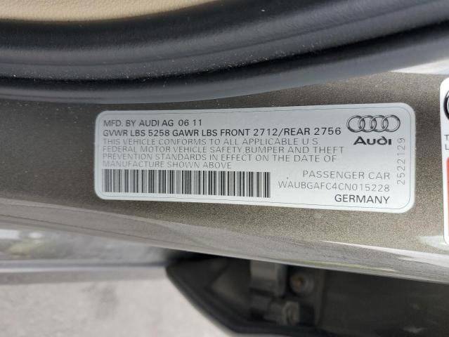 2012 Audi A6 VIN: WAUBGAFC4CN015228 Lot: 59028374