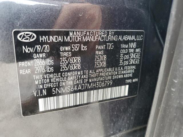 2021 Hyundai Santa Fe Sel VIN: 5NMS64AJ7MH306799 Lot: 60931574