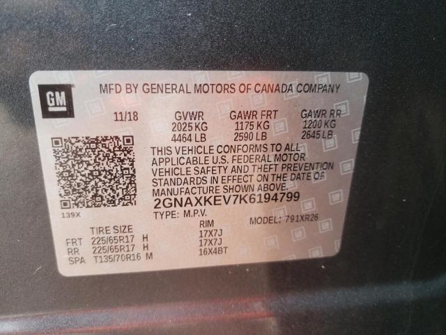 2019 CHEVROLET EQUINOX LT - 2GNAXKEV7K6194799