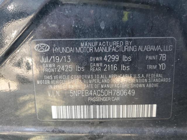 2013 Hyundai Sonata Gls VIN: 5NPEB4AC5DH780649 Lot: 57440494