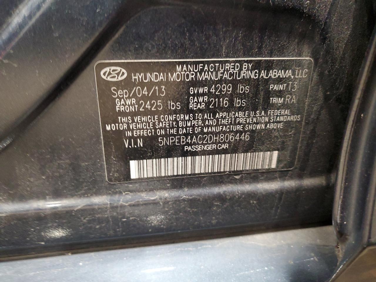 5NPEB4AC2DH806446 2016 Hyundai Sonata Gls