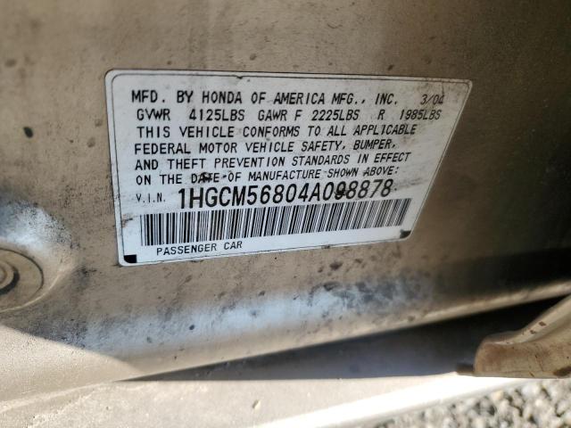 2004 Honda Accord Ex VIN: 1HGCM56804A098878 Lot: 59037824