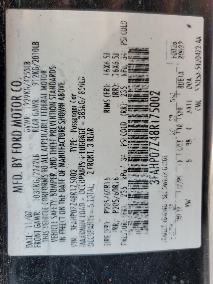 3FAHP07Z48R175002 2008 Ford Fusion Se