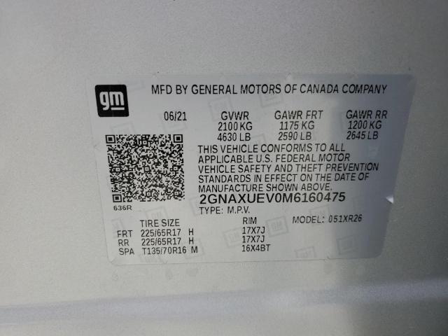 2021 Chevrolet Equinox Lt VIN: 2GNAXUEV0M6160475 Lot: 59368634