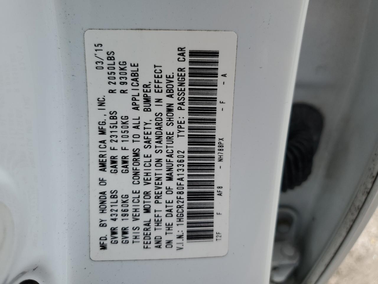 1HGCR2F80FA133602 2015 Honda Accord Exl