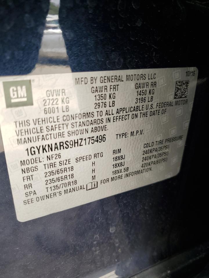 1GYKNARS9HZ175496 2017 Cadillac Xt5