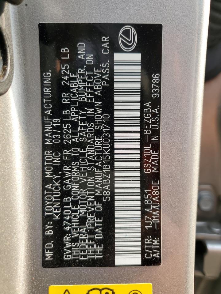 58ABZ1B15KU031710 2019 Lexus Es 350