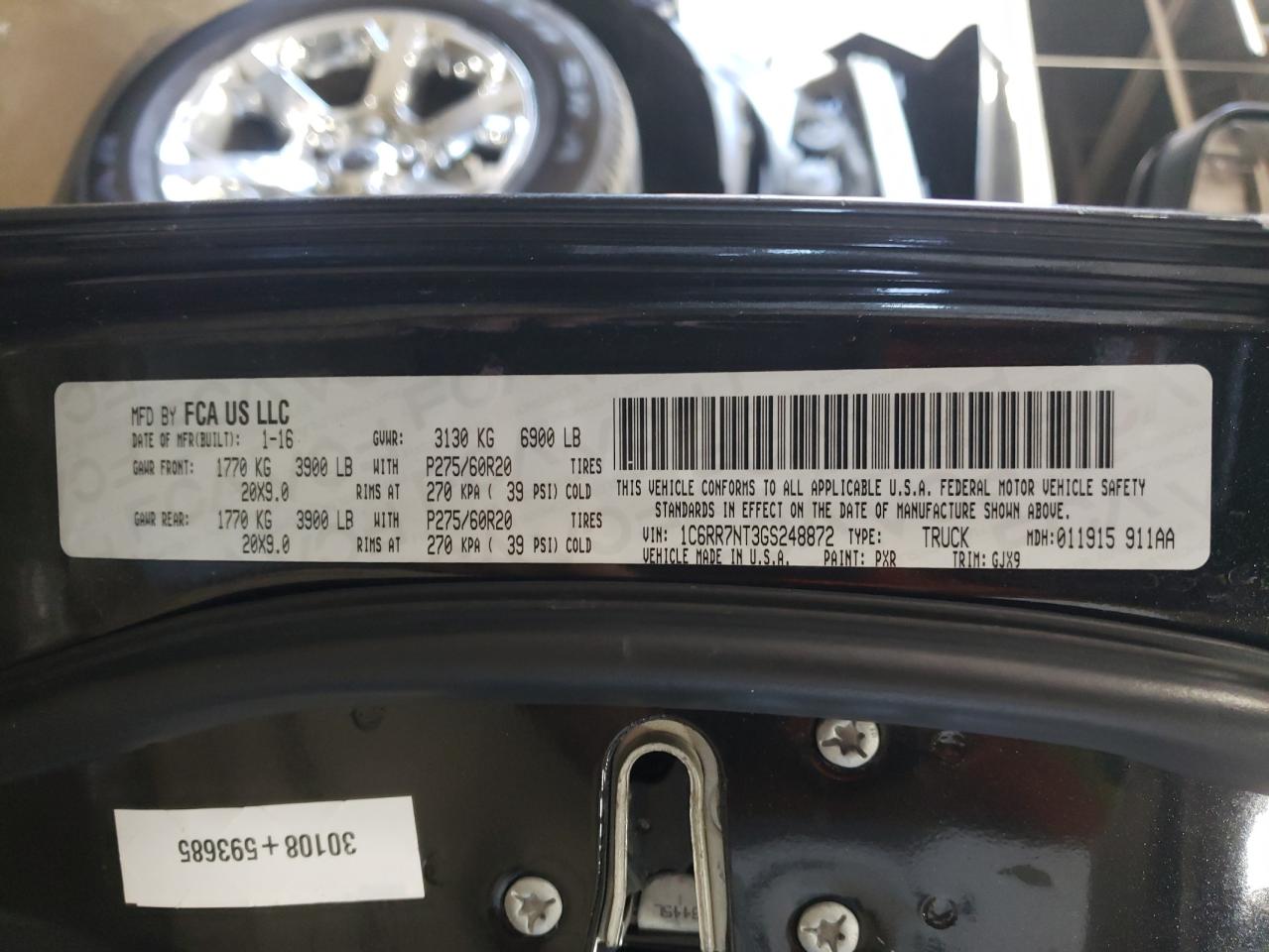 1C6RR7NT3GS248872 2016 Ram 1500 Laramie