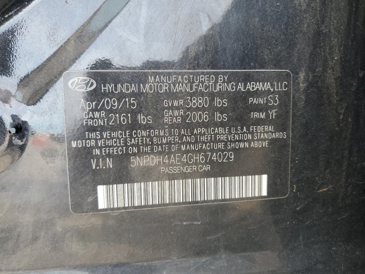 5NPDH4AE4GH674029 2016 Hyundai Elantra Se