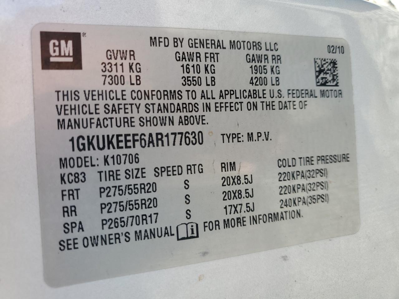 1GKUKEEF6AR177630 2010 GMC Yukon Denali