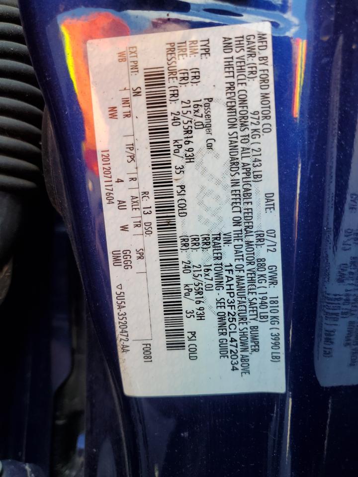 1FAHP3F25CL472034 2012 Ford Focus Se