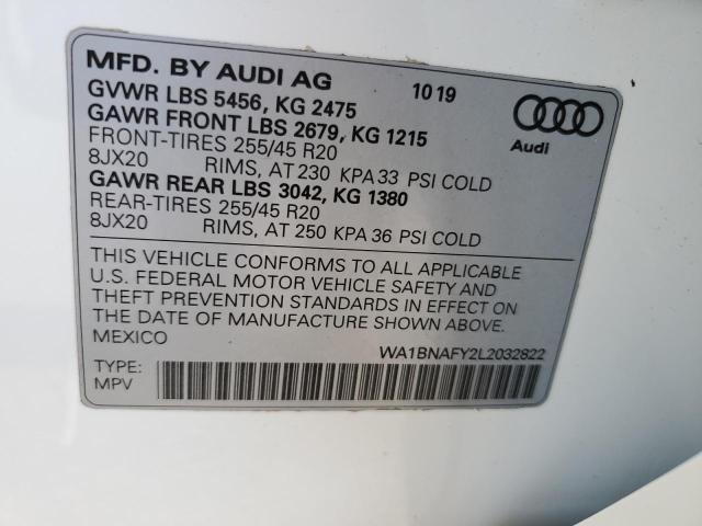 2020 Audi Q5 Premium Plus VIN: WA1BNAFY2L2032822 Lot: 58779944