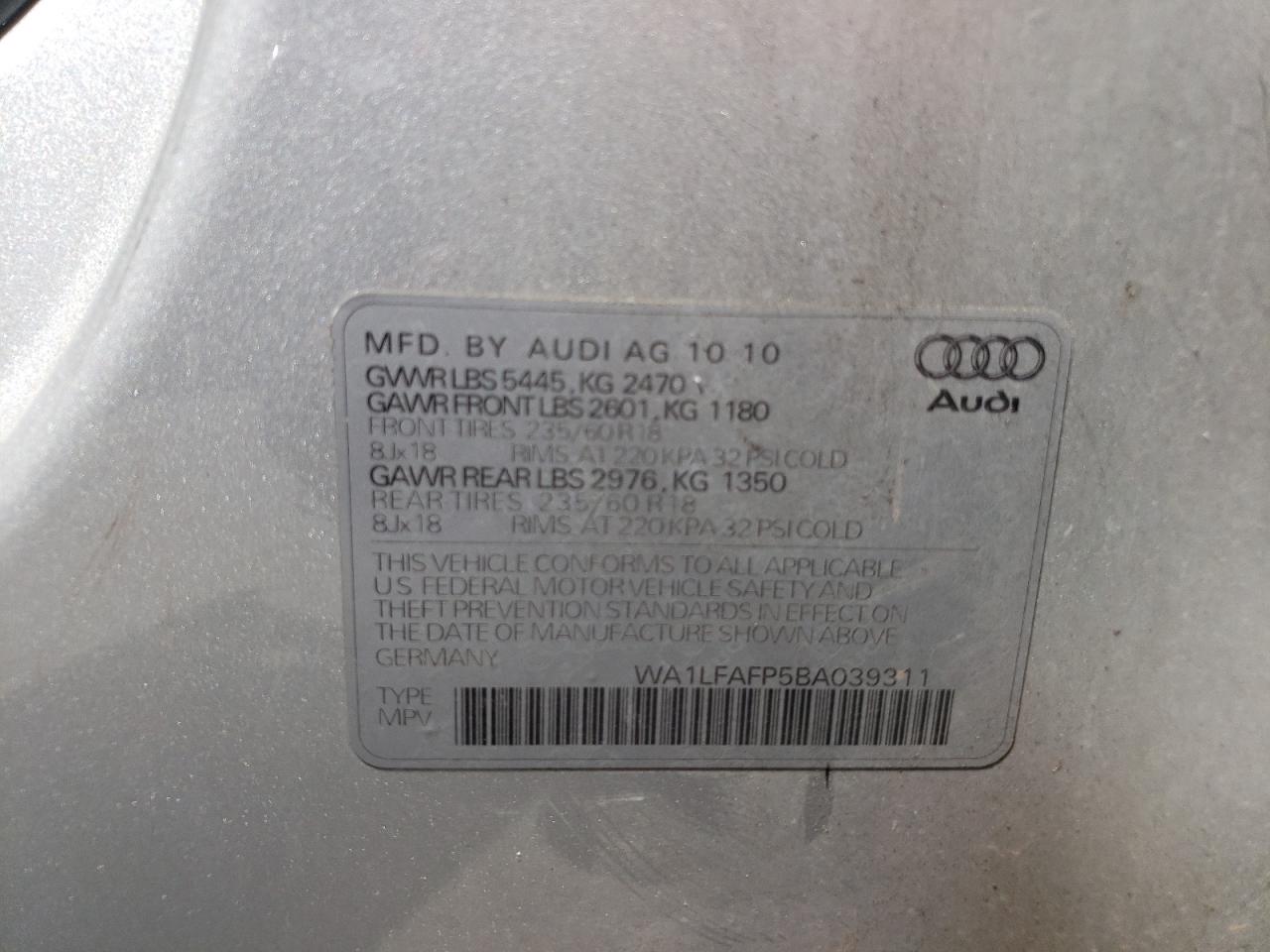 WA1LFAFP5BA039311 2011 Audi Q5 Premium Plus