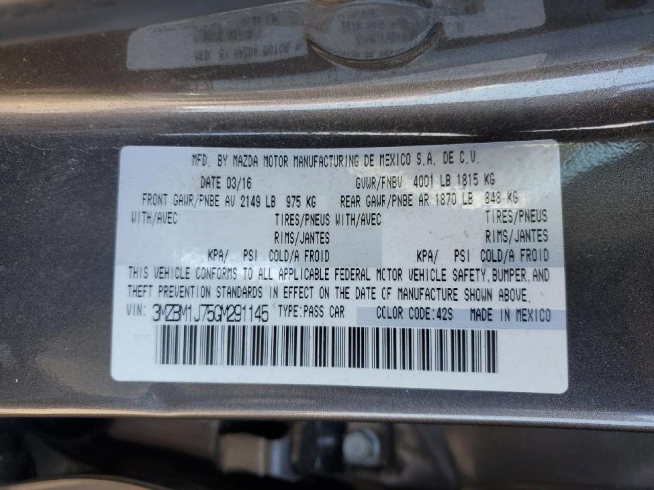 3MZBM1J75GM291145 2016 Mazda 3 Sport