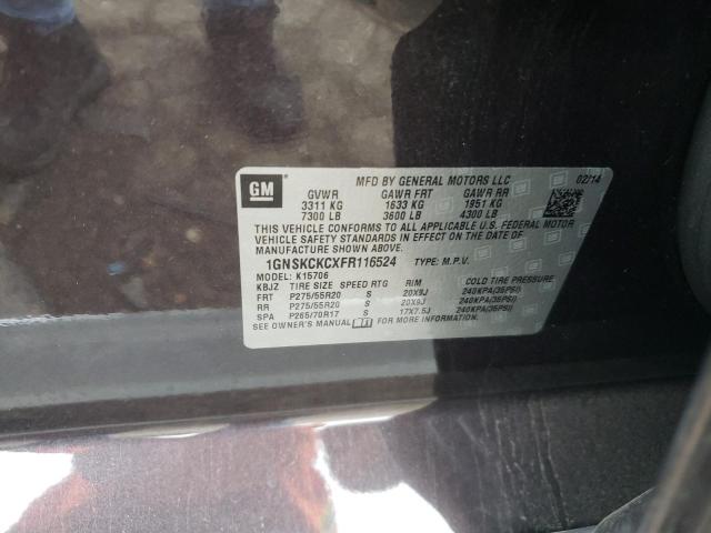 2015 CHEVROLET TAHOE 1GNSKCKCXFR116524