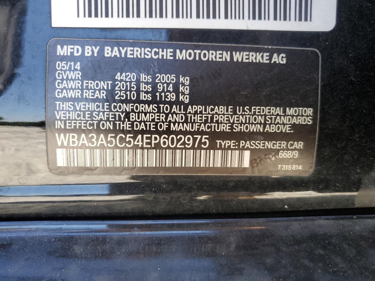 WBA3A5C54EP602975 2014 BMW 328 I