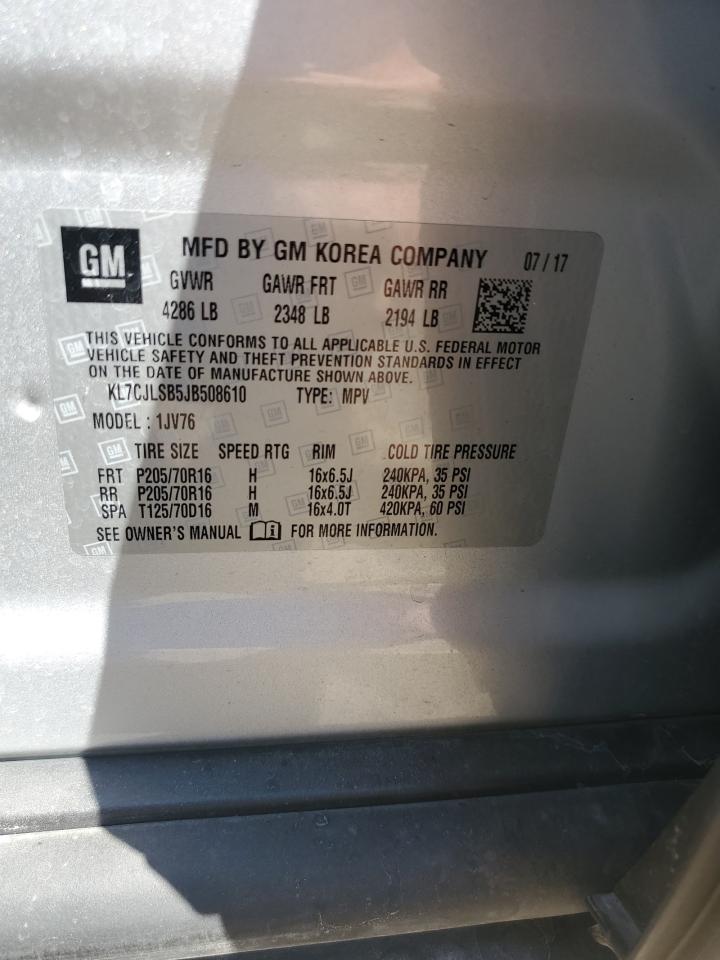 KL7CJLSB5JB508610 2018 Chevrolet Trax 1Lt