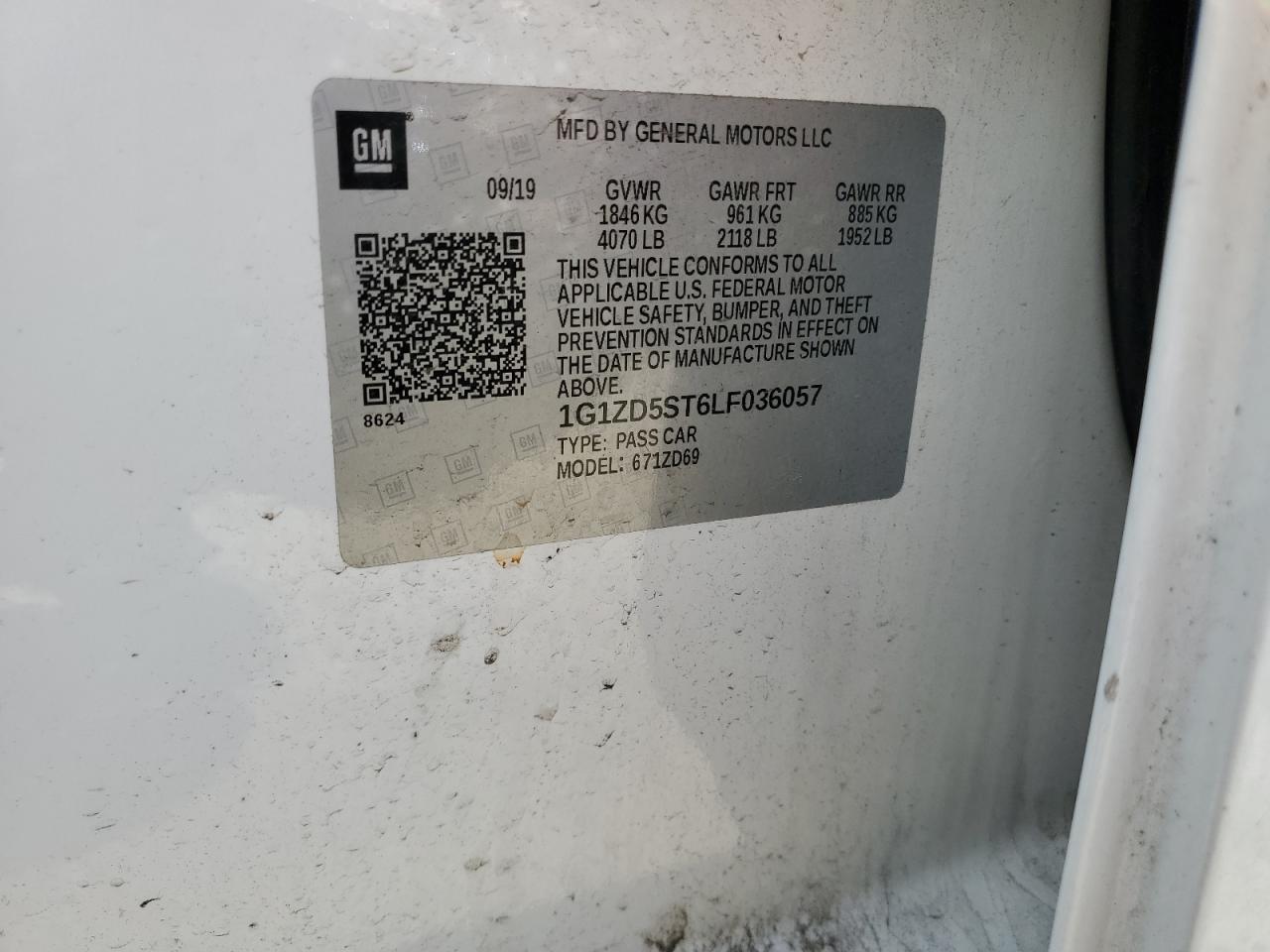 1G1ZD5ST6LF036057 2020 Chevrolet Malibu Lt