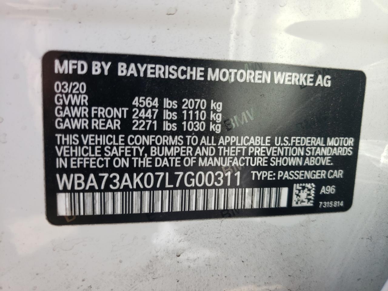 WBA73AK07L7G00311 2020 BMW 228Xi