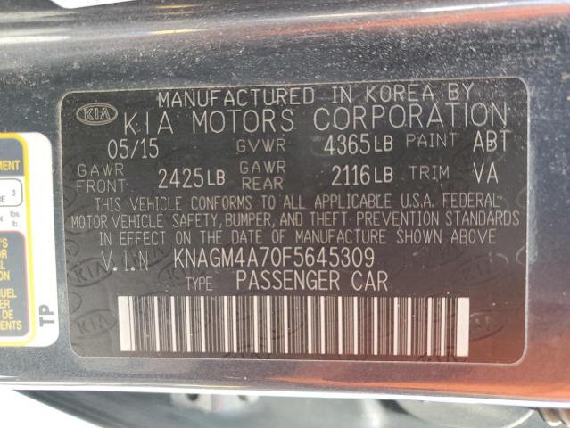 KNAGM4A70F5645309 | 2015 KIA optima lx