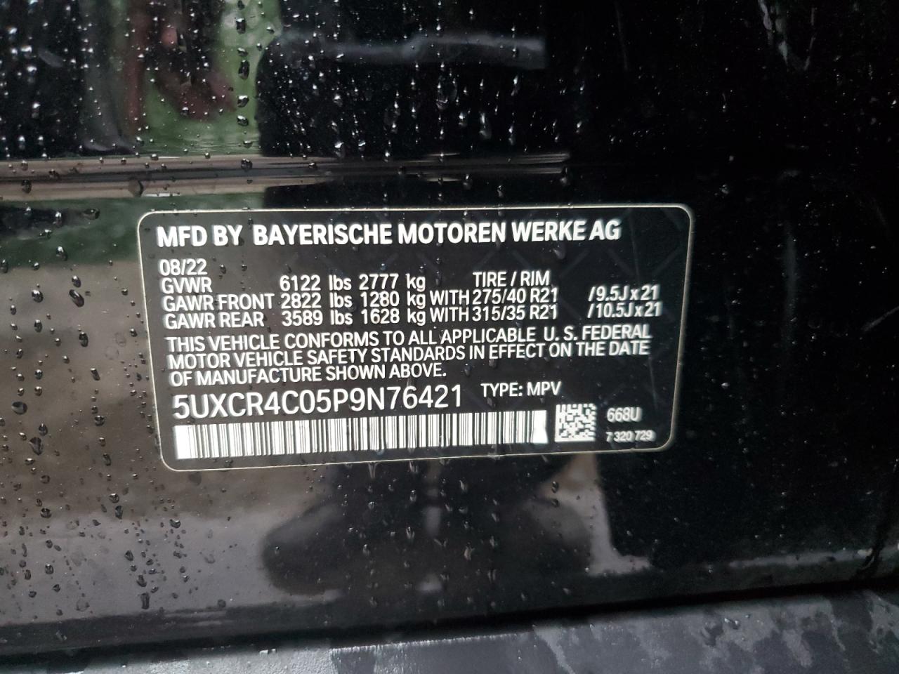 5UXCR4C05P9N76421 2023 BMW X5 Sdrive 40I