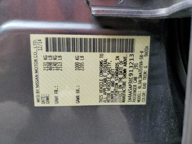 2014 Nissan Maxima S VIN: 1N4AA5AP3EC913213 Lot: 58748764