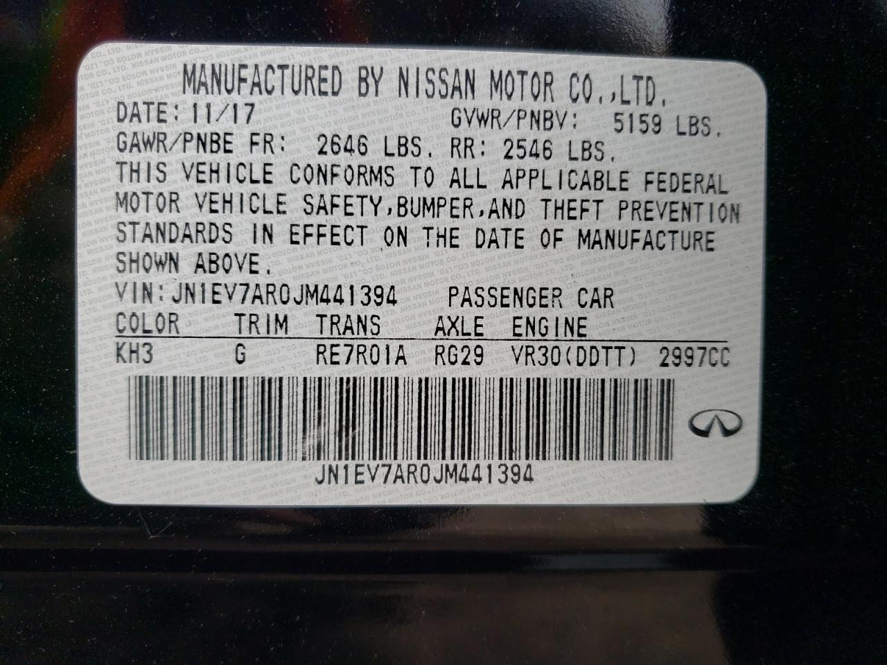 JN1EV7AR0JM441394 2018 Infiniti Q50 Luxe