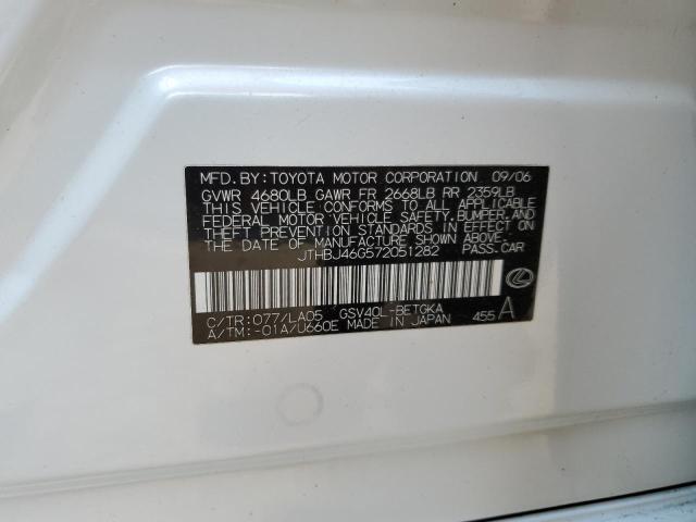 2007 Lexus Es 350 VIN: JTHBJ46G572051282 Lot: 59125294