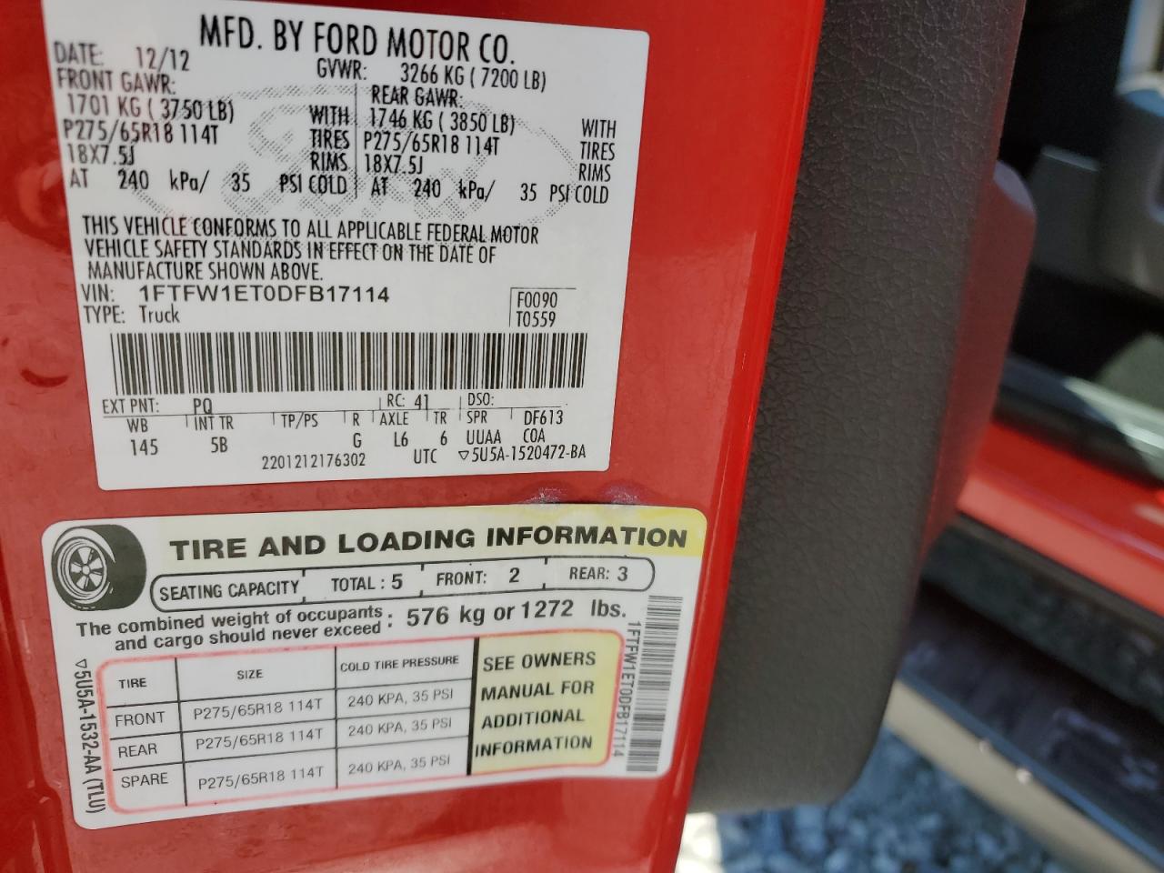 1FTFW1ET0DFB17114 2013 Ford F150 Supercrew