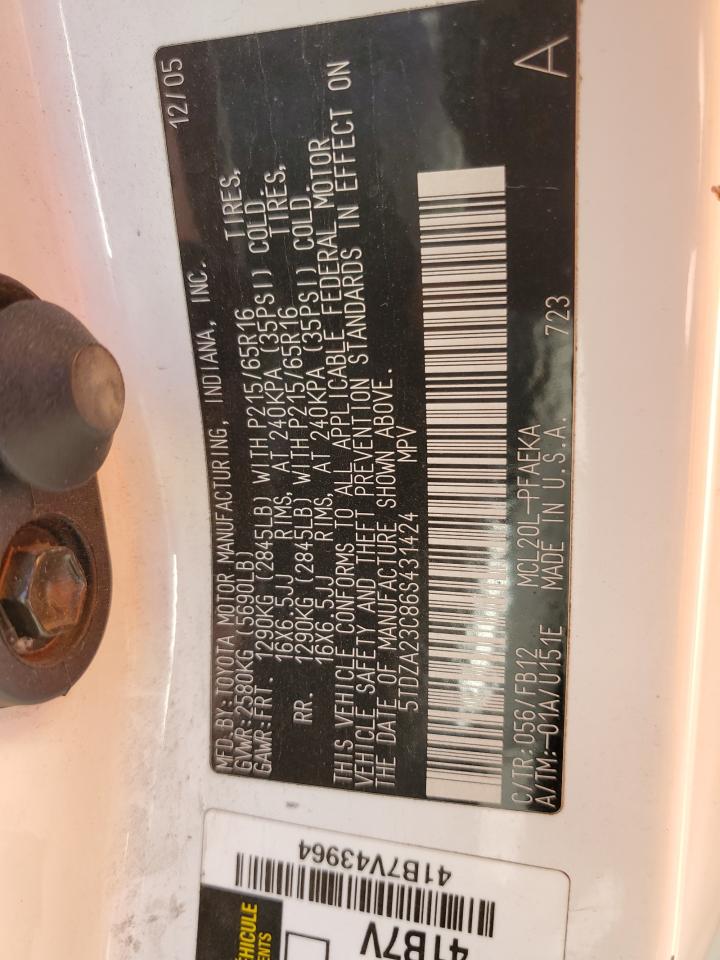 5TDZA23C86S431424 2006 Toyota Sienna Ce