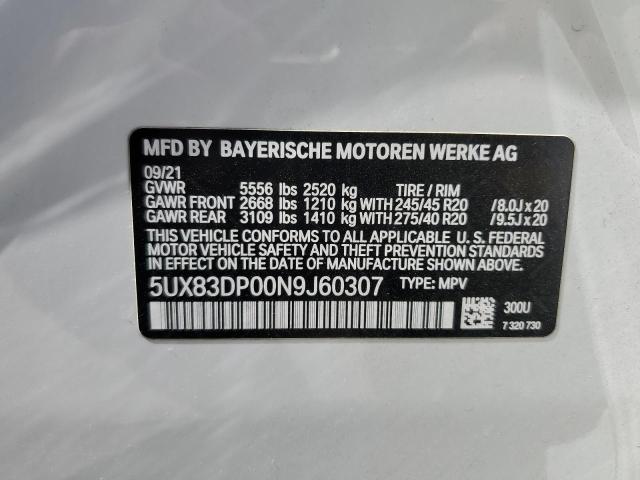 2022 BMW X3 M40I VIN: 5UX83DP00N9J60307 Lot: 58364474