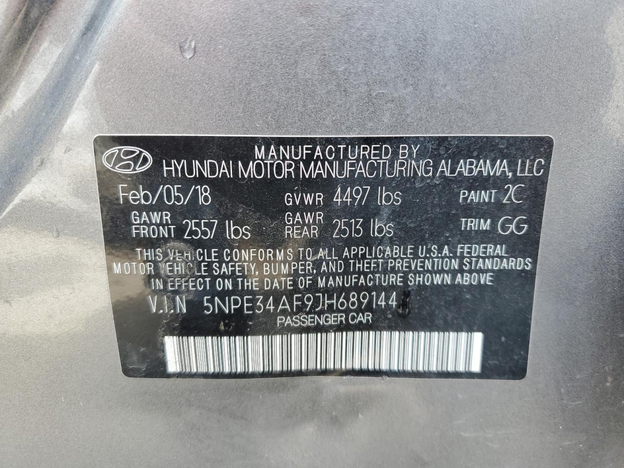 5NPE34AF9JH689144 2018 Hyundai Sonata Sport