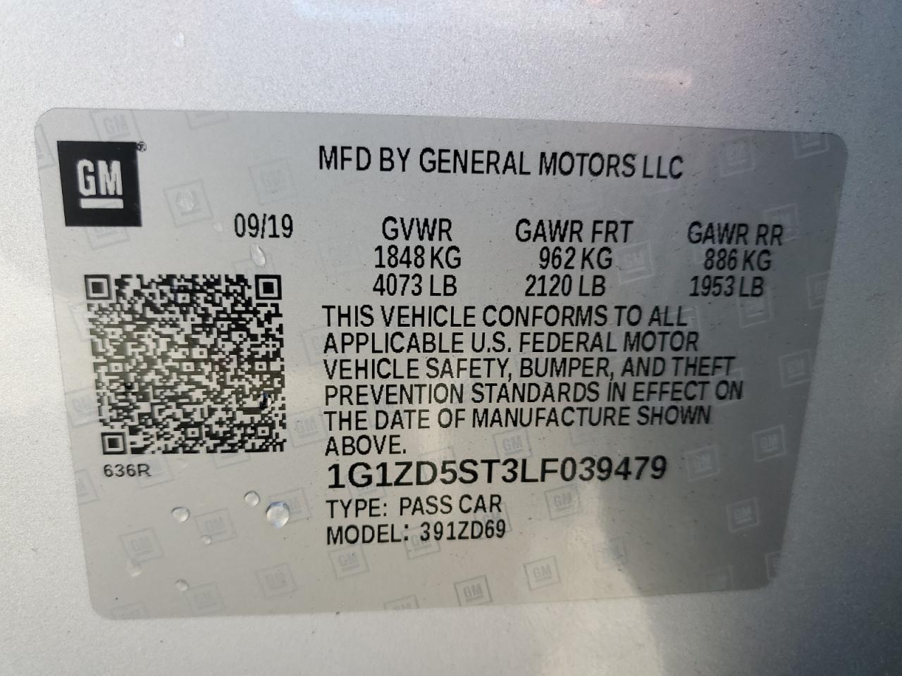 1G1ZD5ST3LF039479 2020 Chevrolet Malibu Lt