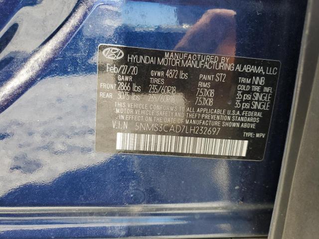 2020 Hyundai Santa Fe Sel VIN: 5NMS3CAD7LH232697 Lot: 58023464