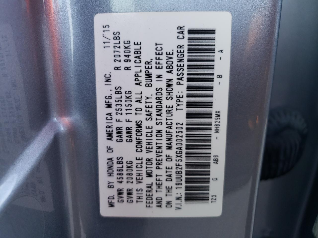 19UUB2F5XGA002502 2016 Acura Tlx Tech