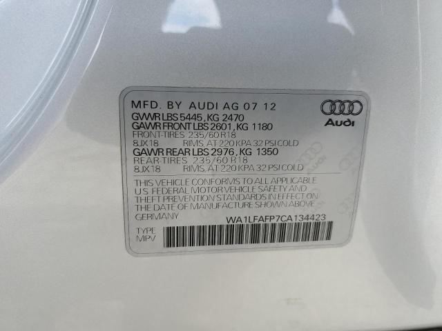 2012 Audi Q5 Premium Plus VIN: WA1LFAFP7CA134423 Lot: 57250514