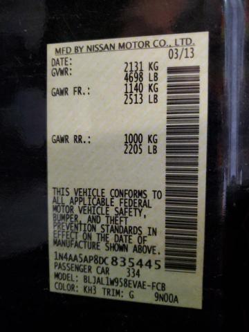 2013 Nissan Maxima S VIN: 1N4AA5AP8DC835445 Lot: 57663104