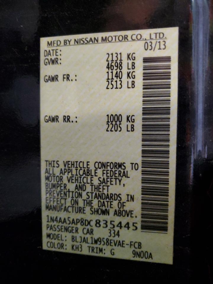 1N4AA5AP8DC835445 2013 Nissan Maxima S