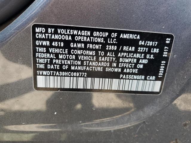 2017 Volkswagen Passat R-Line VIN: 1VWDT7A39HC069772 Lot: 59899474
