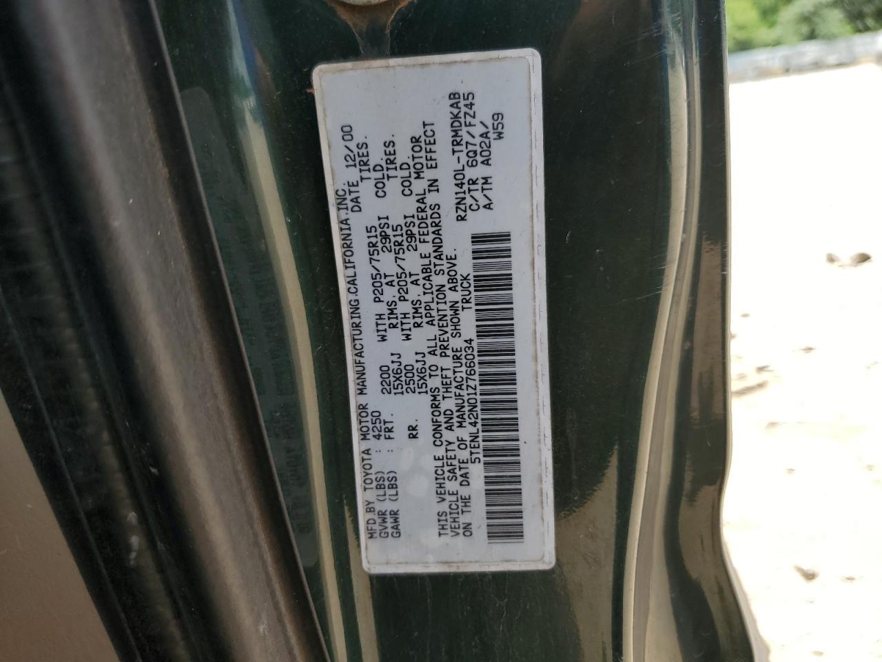 5TENL42N01Z766034 2001 Toyota Tacoma