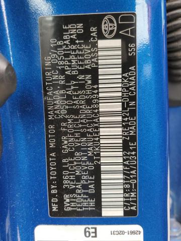 2010 Toyota Corolla Matrix VIN: 2T1KU4EEXAC489944 Lot: 59957474