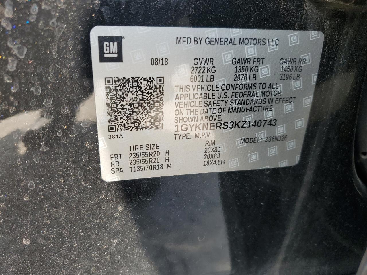 1GYKNERS3KZ140743 2019 Cadillac Xt5 Premium Luxury