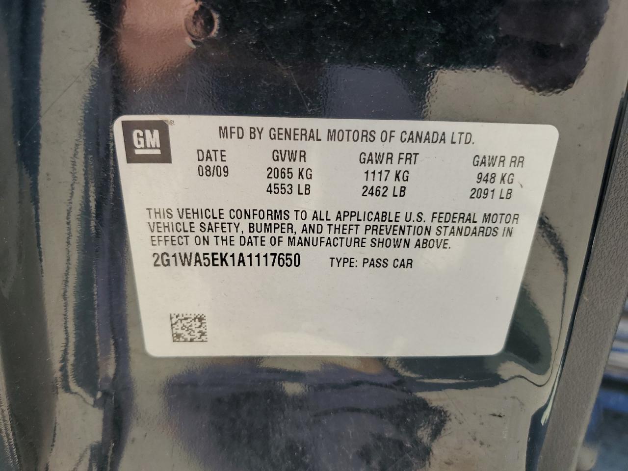 2G1WA5EK1A1117650 2010 Chevrolet Impala Ls