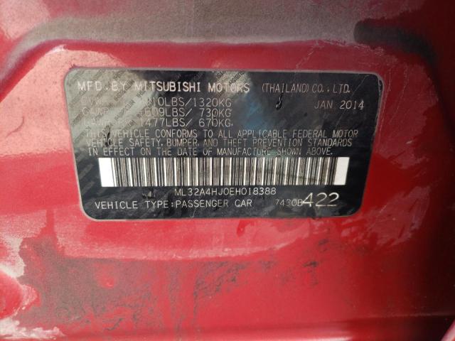 2014 Mitsubishi Mirage Es VIN: ML32A4HJ0EH018388 Lot: 60165954