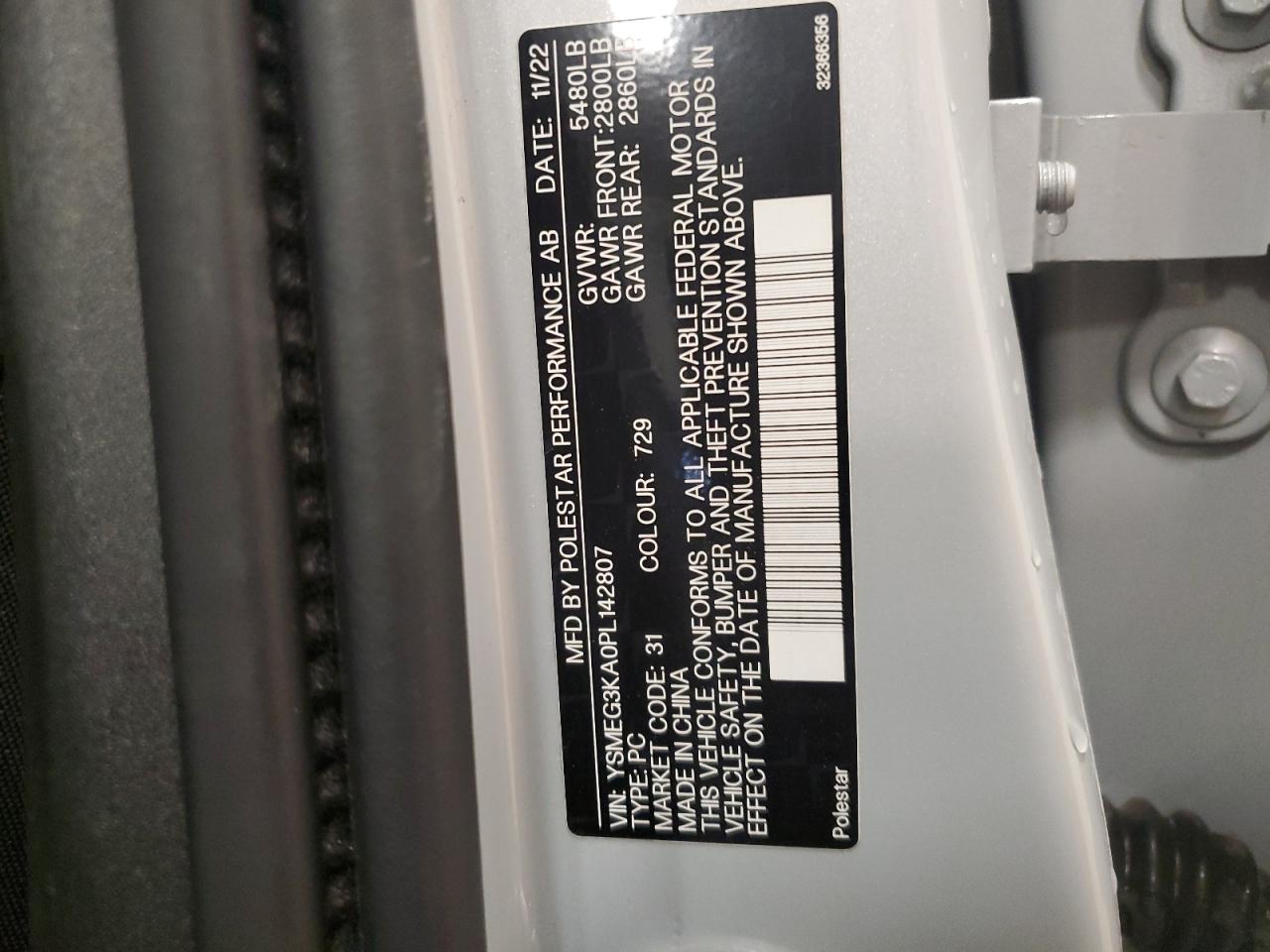 YSMEG3KA0PL142807 2023 Polestar 2